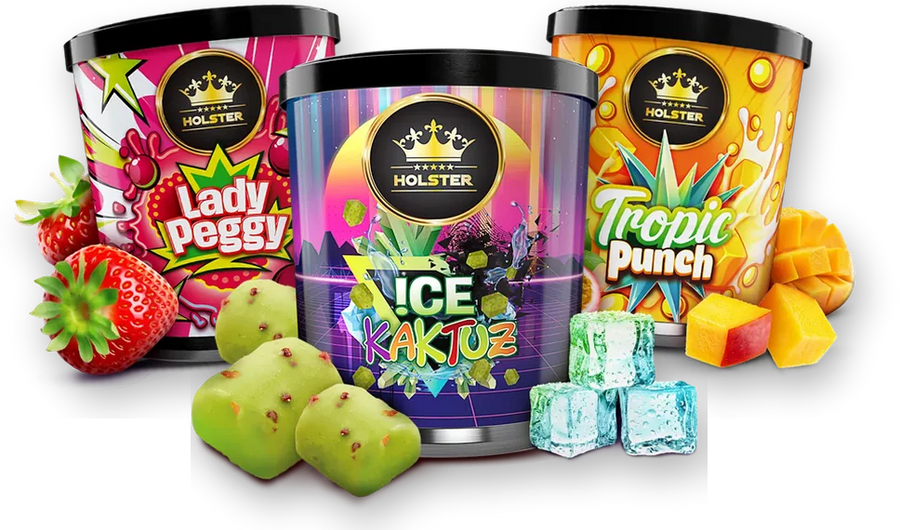 Holster Shisha-Tabak 200 g Dosen Ice Kaktuz, Lady Peggy und Tropic Punch
