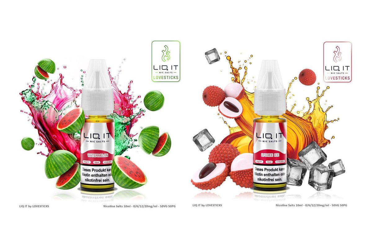 Nikotinfreie Liquids im 10-ml-Fläschchen auf weißem Hintergrund