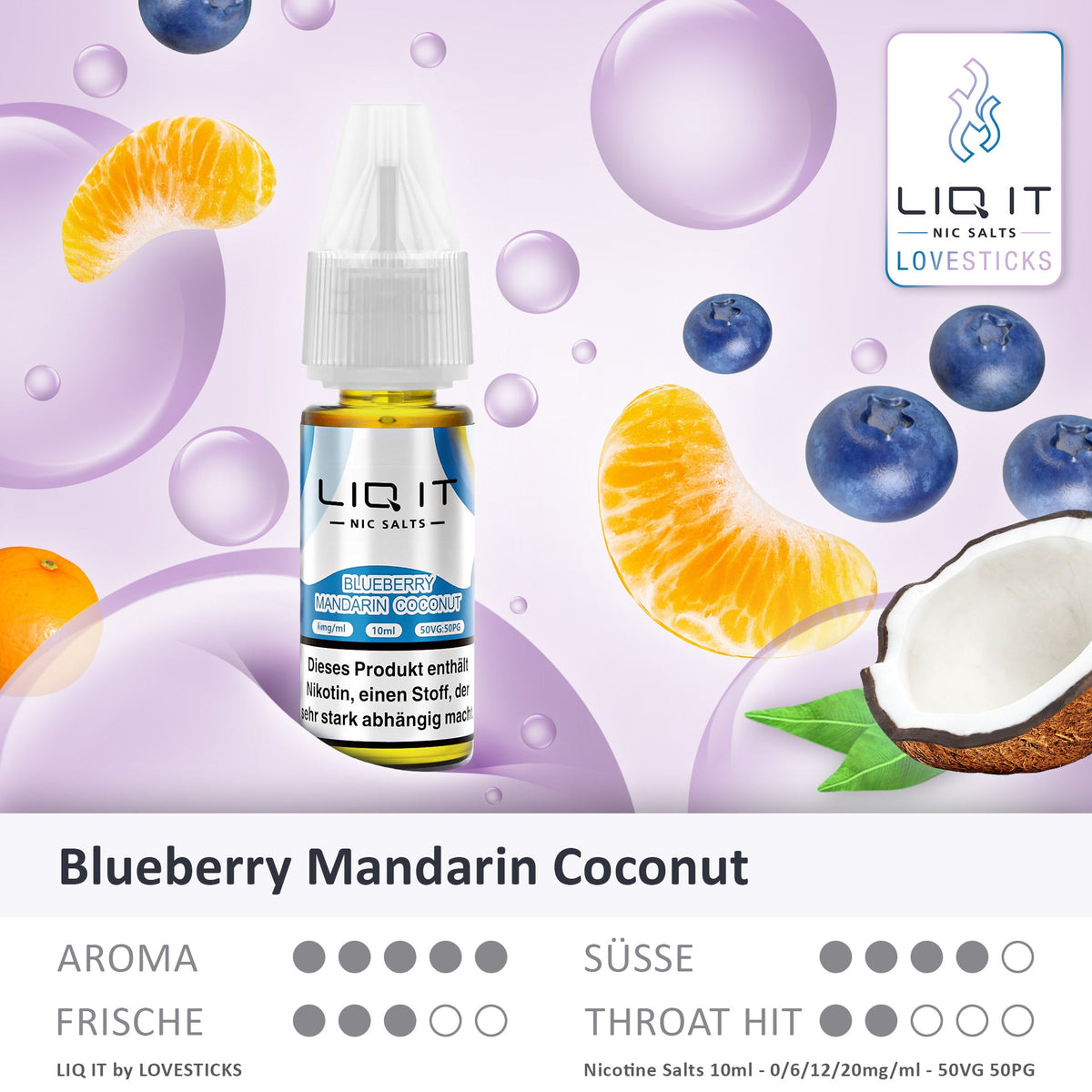 LIQ IT Blueberry Mandarin Coconut 10 ml Nikotinsalz Liquid
