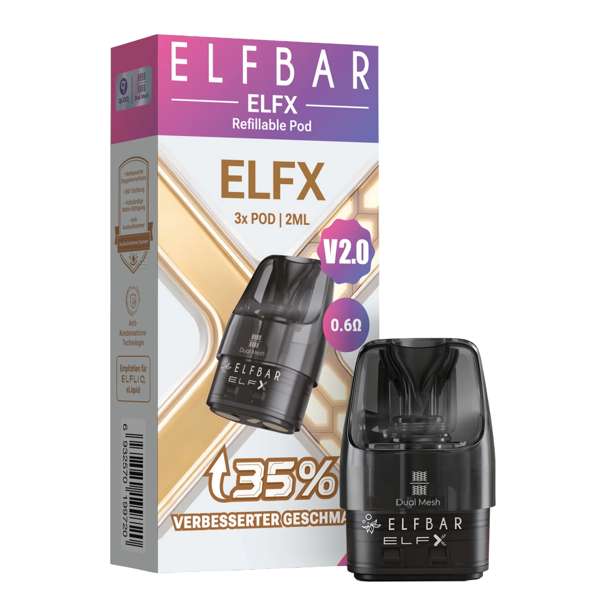 ELFX V2.0 - Refillable Pods - 0.6 Ohm (3er Pack)