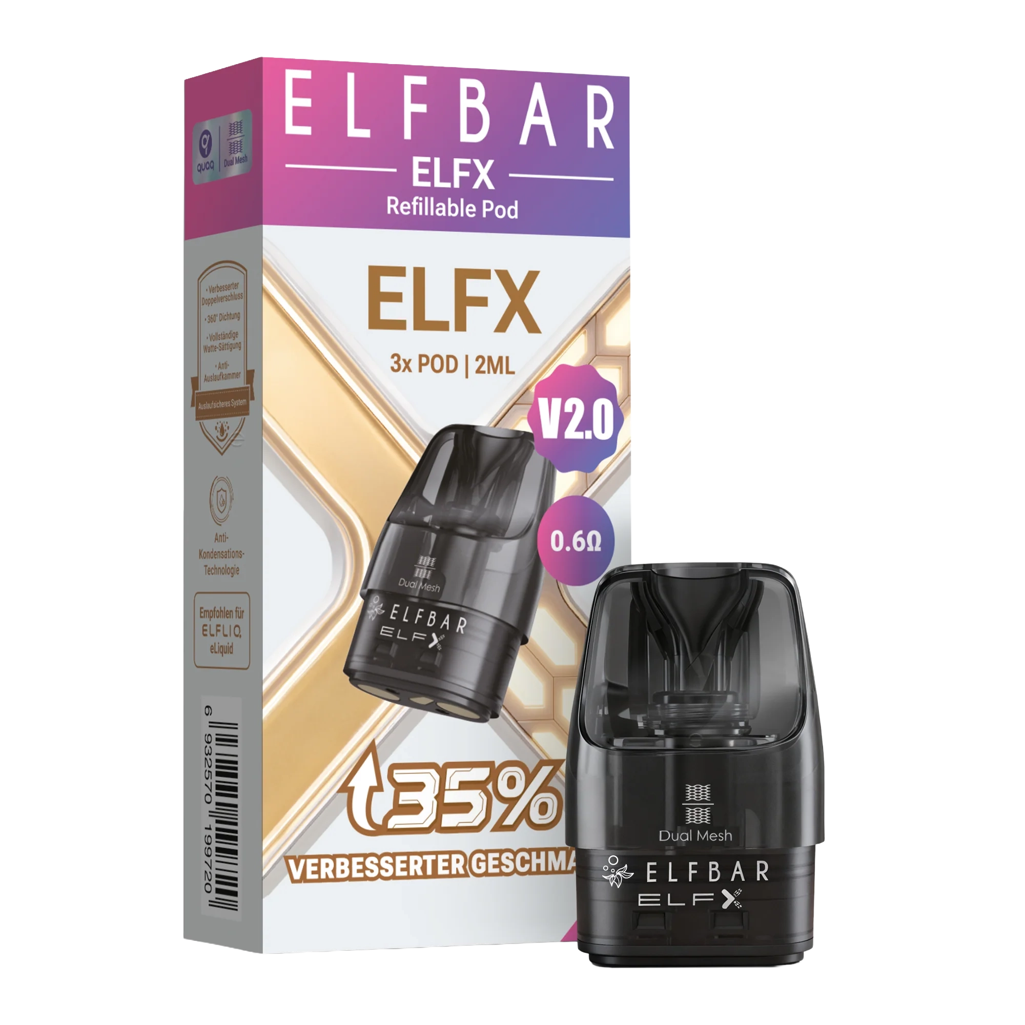 ELFX V2.0 - Refillable Pods - 0.6 Ohm (3er Pack)