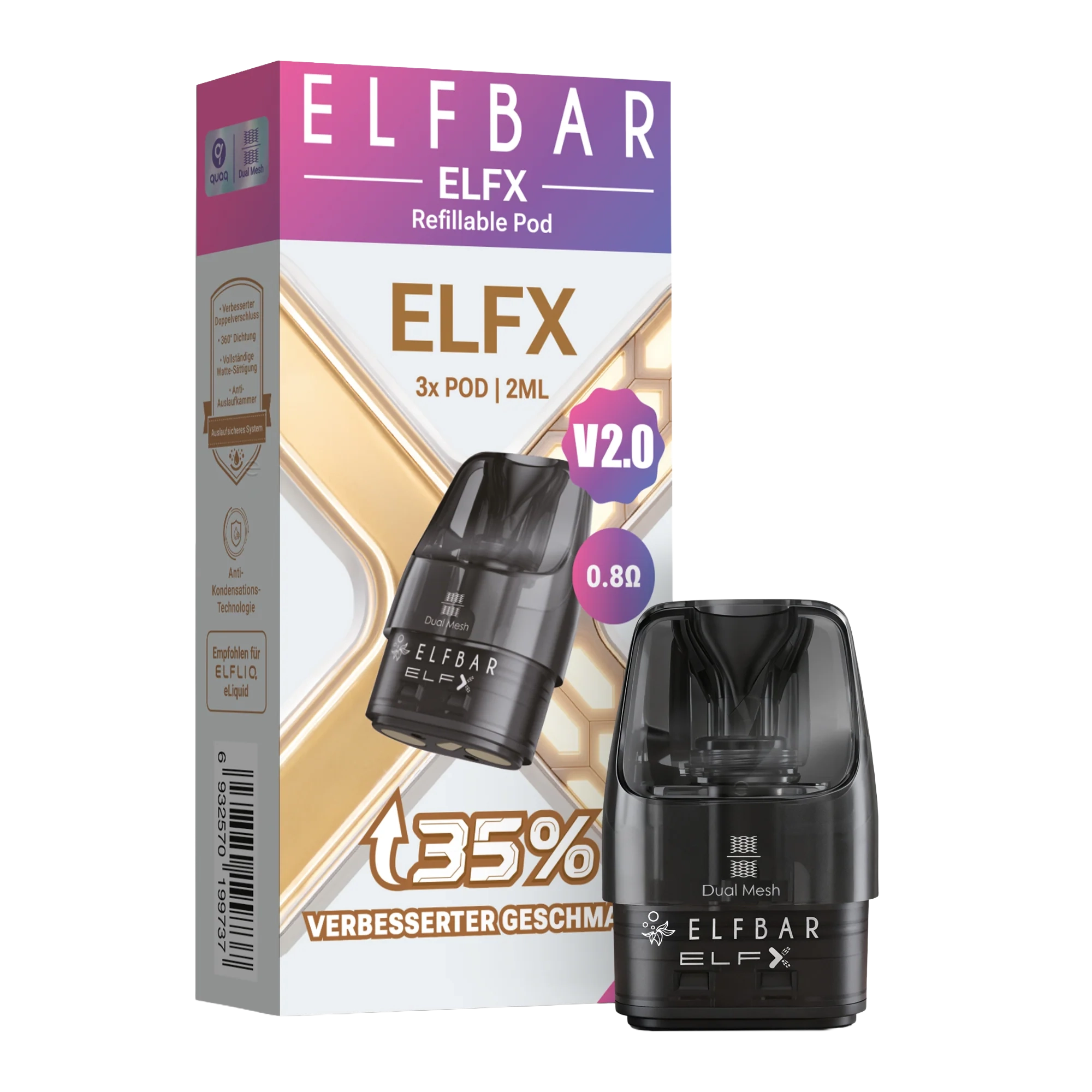 ELFX V2.0 - Refillable Pods - 0.8 Ohm (3er Pack)