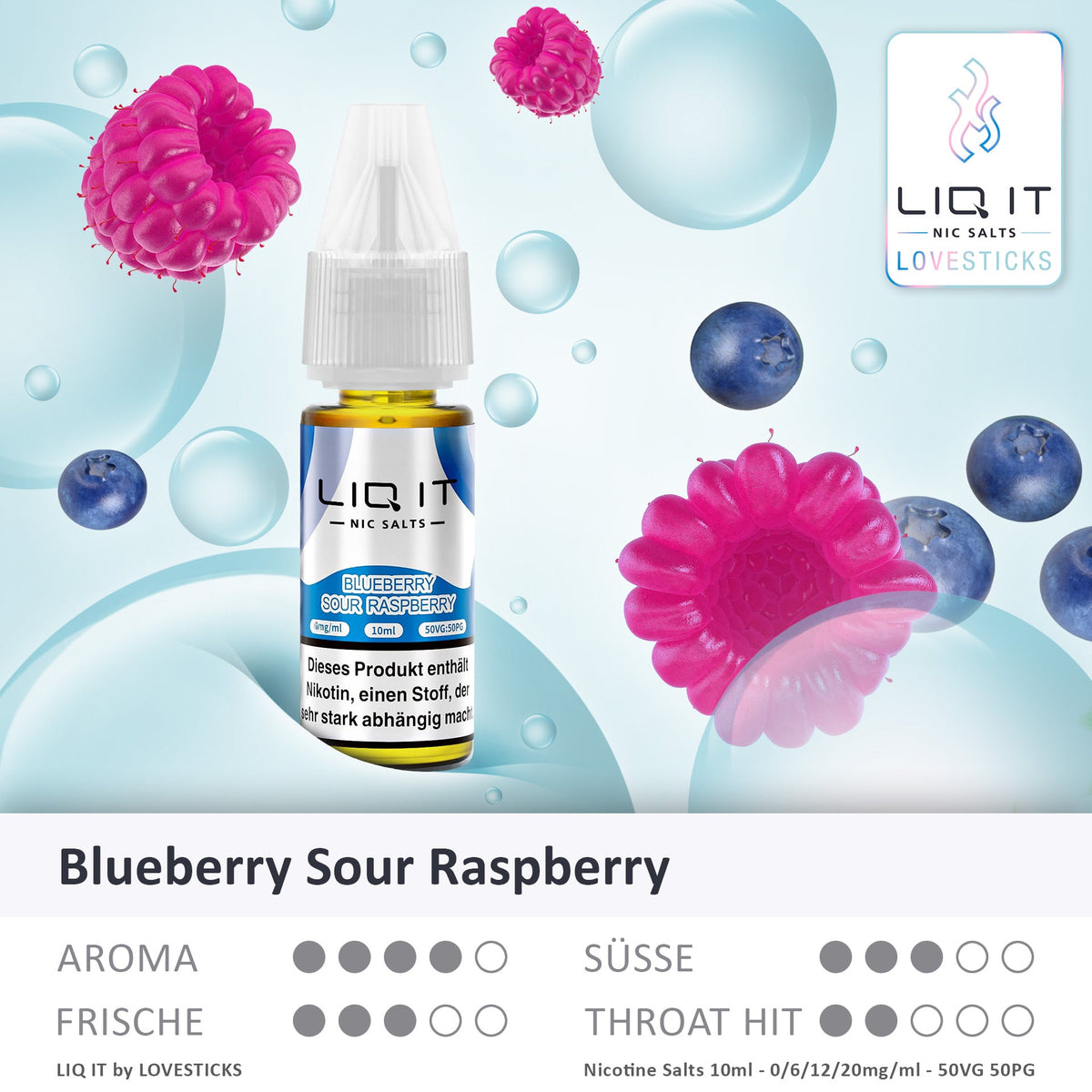 LIQ IT Blueberry Sour Raspberry 10 ml Nikotinsalz Liquid