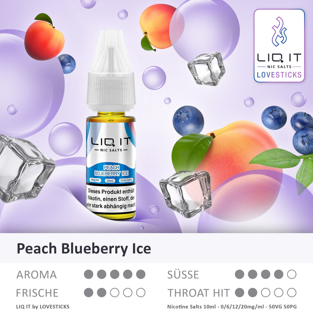 LIQ IT Peach Blueberry Ice 10 ml Nikotinsalz Liquid