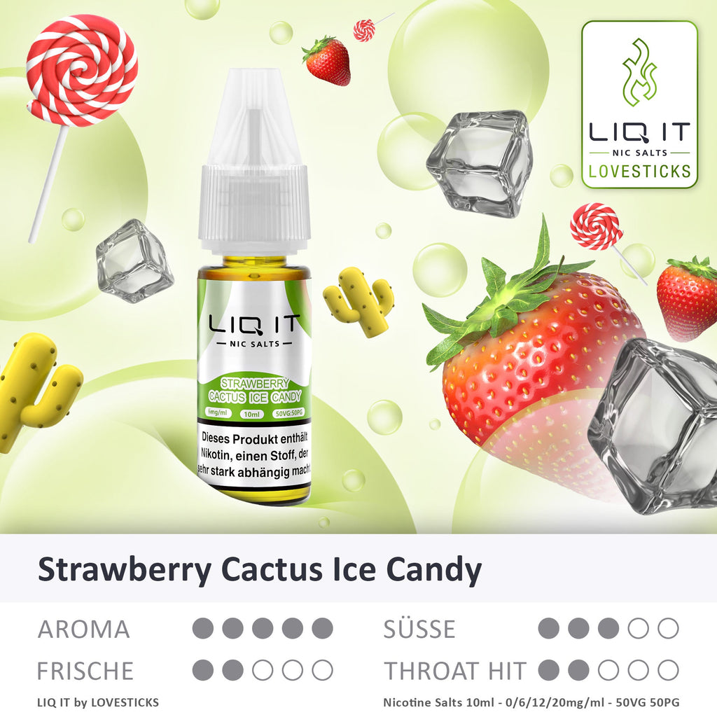 LIQ IT Strawberry Cactus Ice Candy 10 ml Nikotinsalz Liquid