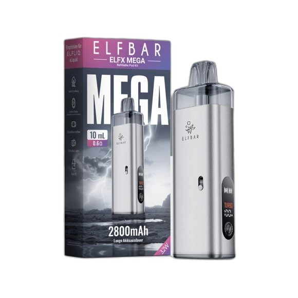 Elfbar ELFX Mega – Silver – Refillable Pod Kit